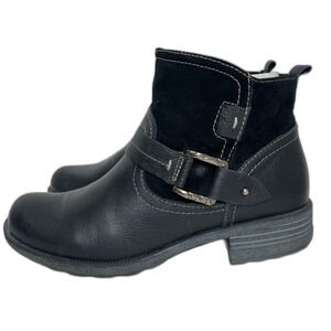 Earth Origins Black Leather and Suede Booties Ankle Boots Biker Boots Size 9.5